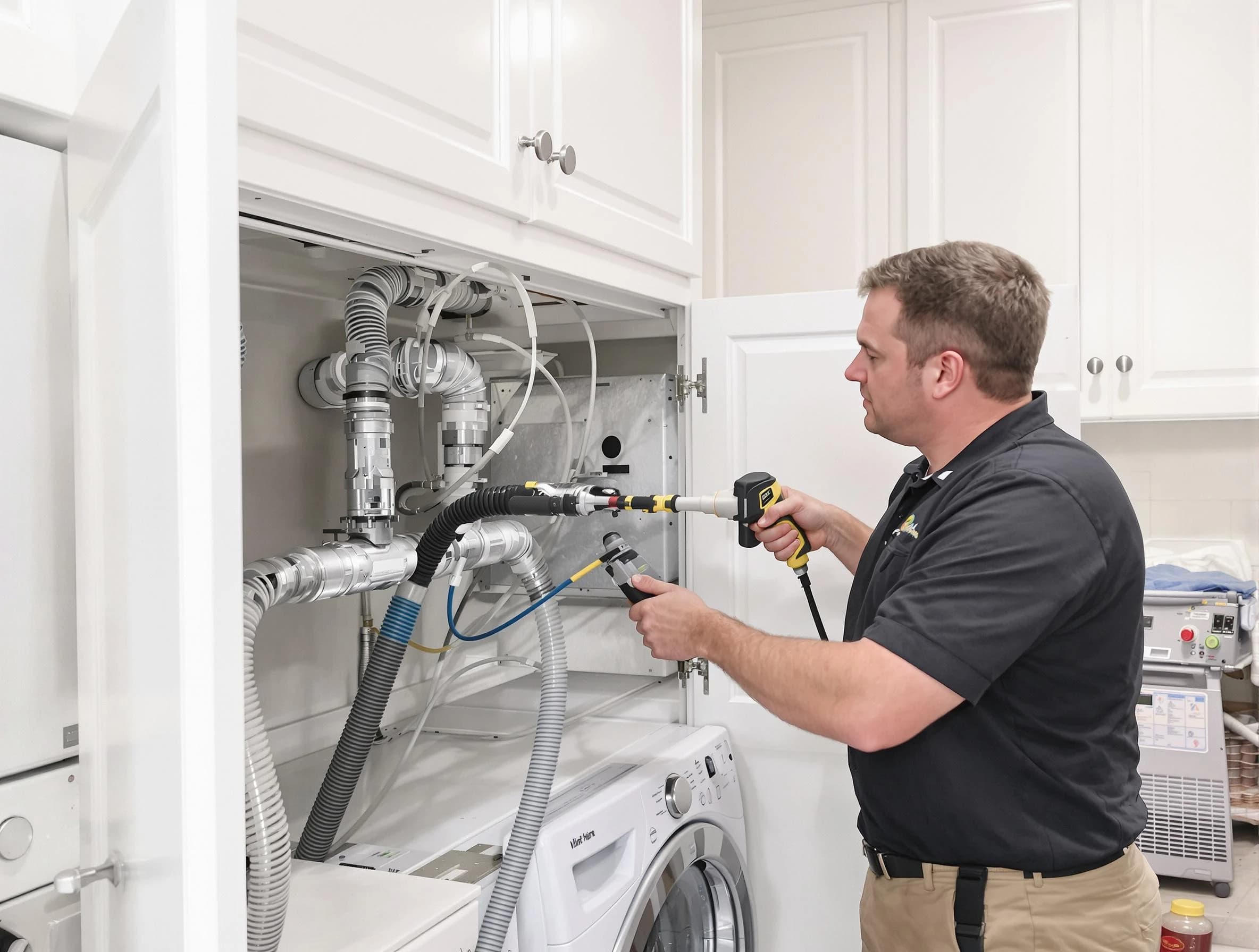 Tucker Dryer Vent Cleaning professional removing severe blockage from a clogged dryer vent in Tucker